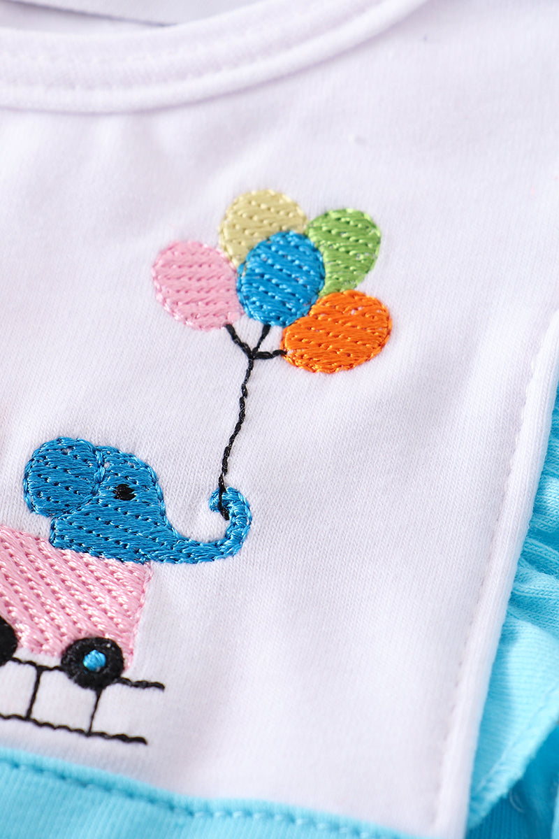 Blue farm embroidery girl bubble