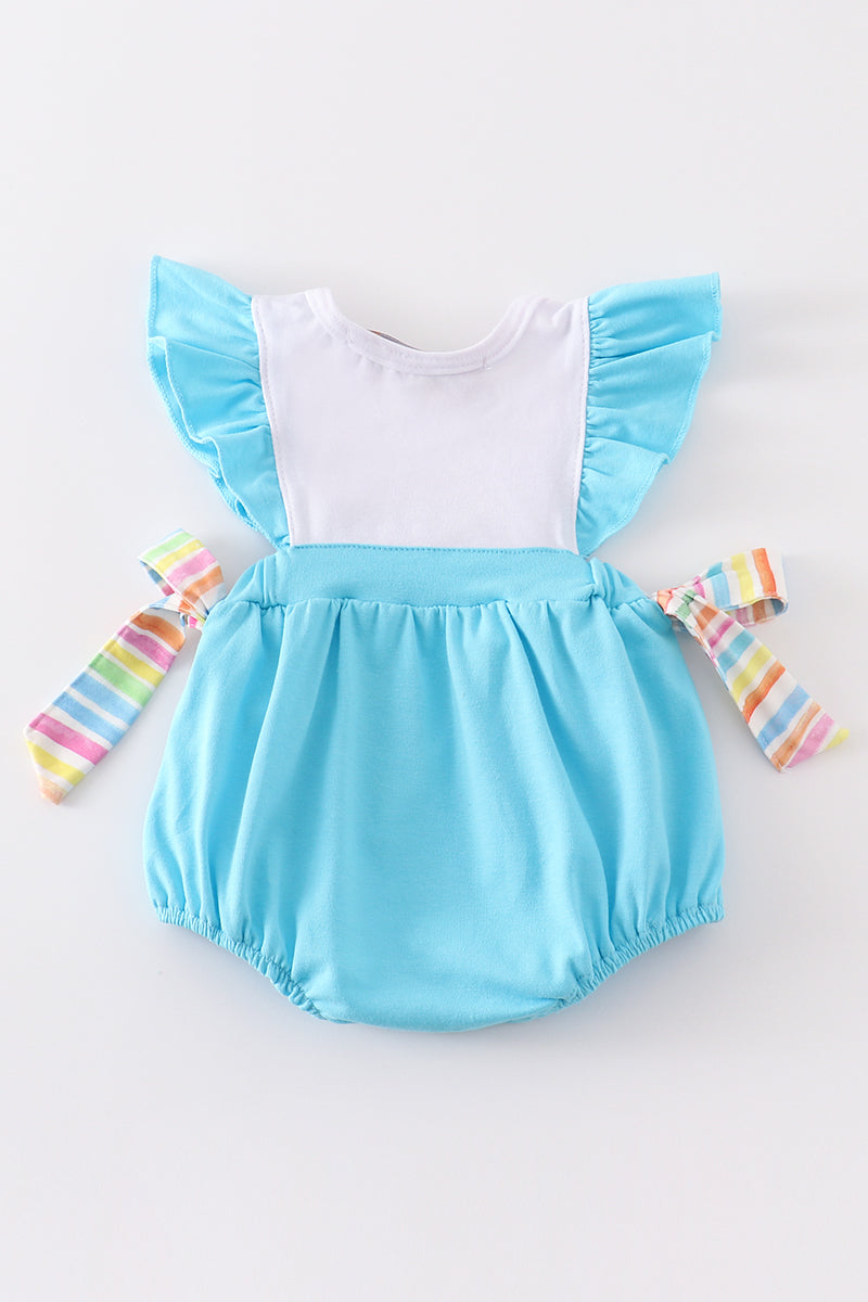 Blue farm embroidery girl bubble