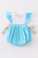 Blue farm embroidery girl bubble