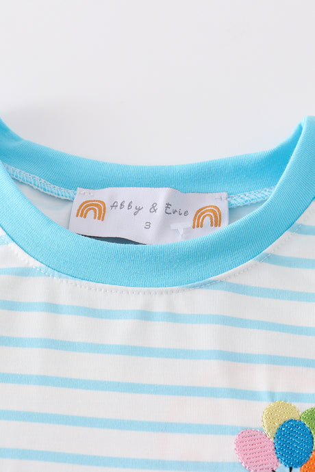 Blue farm embroidery boy set