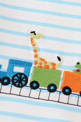 Blue farm embroidery boy set