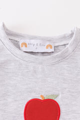 Yellow gingham apple applique boy set