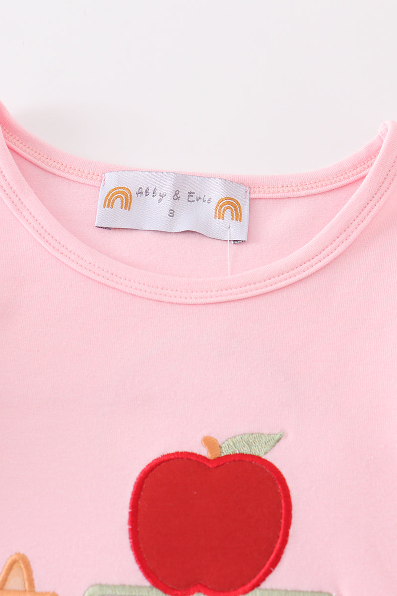 Pink apple applique dress