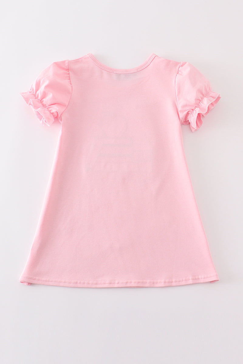 Pink apple applique dress