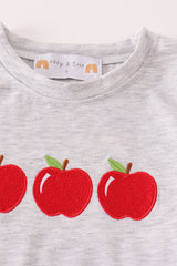 Gingham apple embroidery boy set