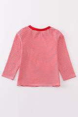 Maroon stripe football embroidery top