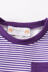 Purple stripe football embroidery top