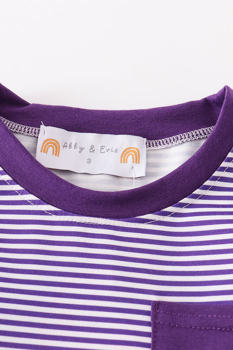 Purple stripe football embroidery top