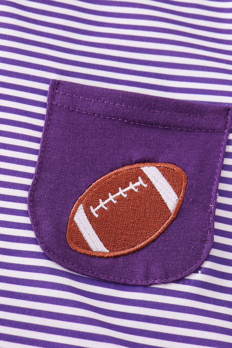 Purple stripe football embroidery top