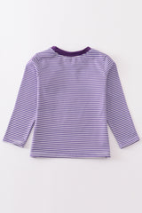 Purple stripe football embroidery top