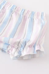 Crab french knot stripe baby girl set