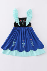 Navy Anna embroidery girl dress