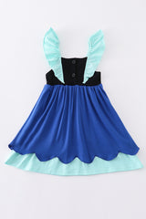 Navy Anna embroidery girl dress