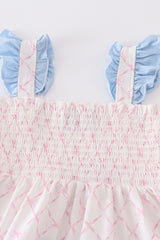 Pink bow smocked mom&me tiered dress