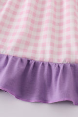 Purple cartoon embroidery girl dress