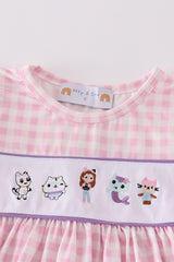 Purple cartoon embroidery girl set