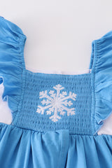 Blue frozen smocked girl set