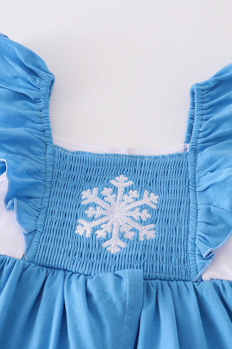 Blue frozen smocked girl set