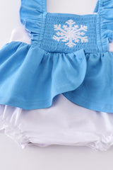 Blue frozen smocked girl bubble