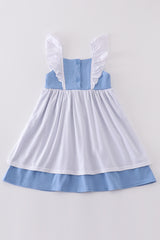 Blue Cinderella smocked girl dress