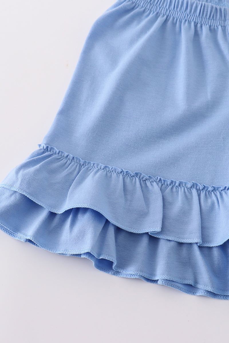 Blue Cinderella smocked girl set