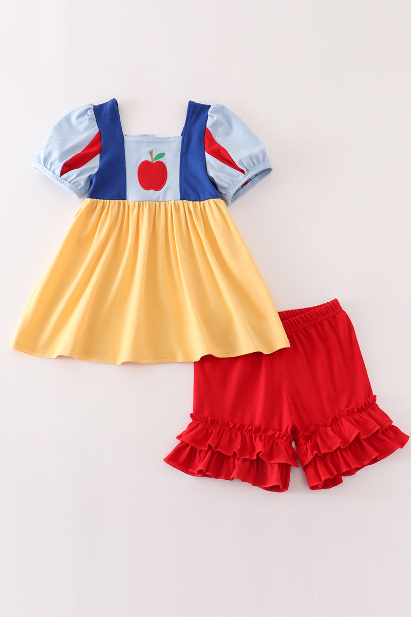 Snow white apple embroidery girl set