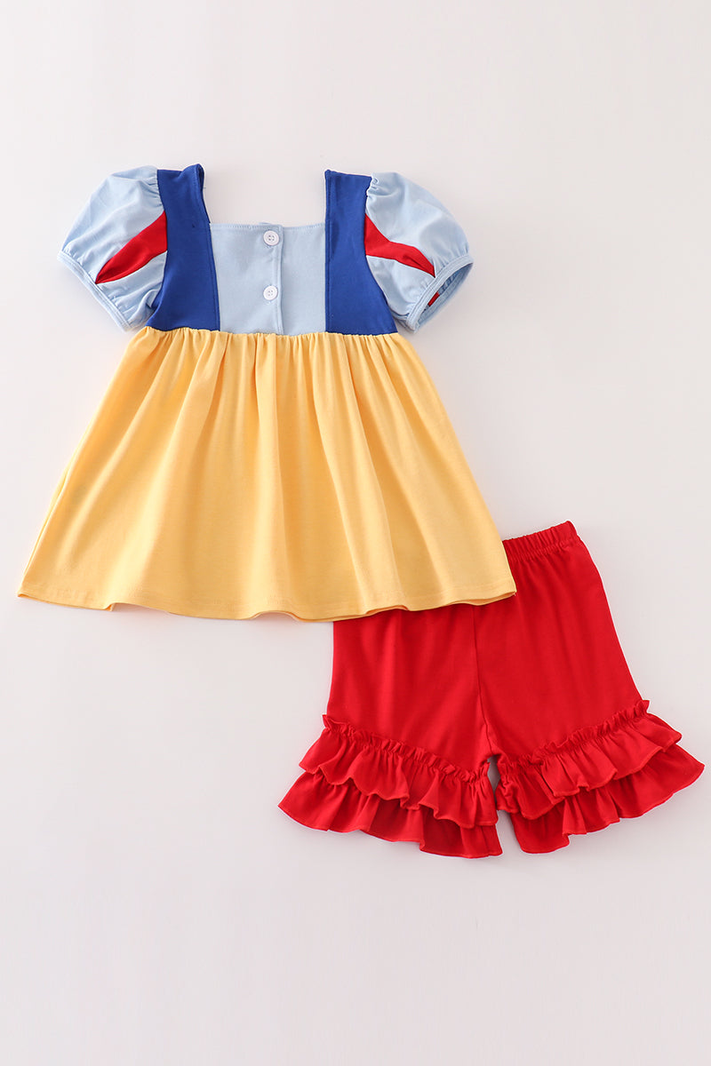 Snow white apple embroidery girl set