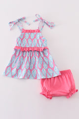 Blue ribbon charm girl bloomer set