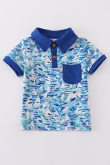 Blue ocean regatta print boy shirt