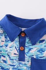 Blue ocean regatta print boy shirt