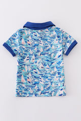 Blue ocean regatta print boy shirt