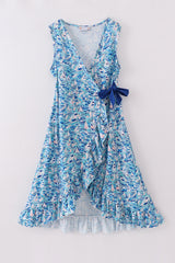 Blue ocean regatta print mom dress