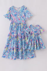 Purple oceanic dream tiered mom&me dress