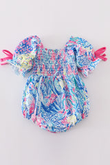 Purple oceanic dream smocked girl bubble