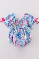 Purple oceanic dream smocked girl bubble