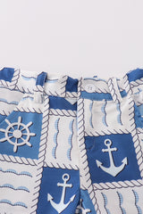 Blue sail boats checkered boy set