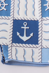 Blue sail boats checkered boy romper