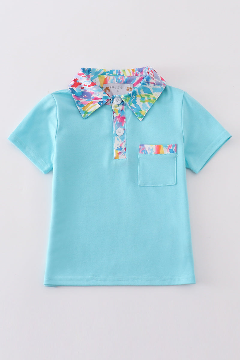 Mint rainbow splash boy shirt