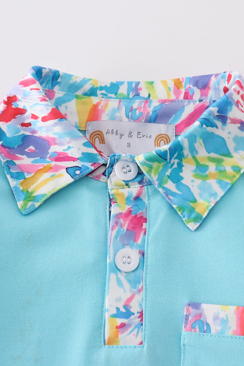 Mint rainbow splash boy shirt