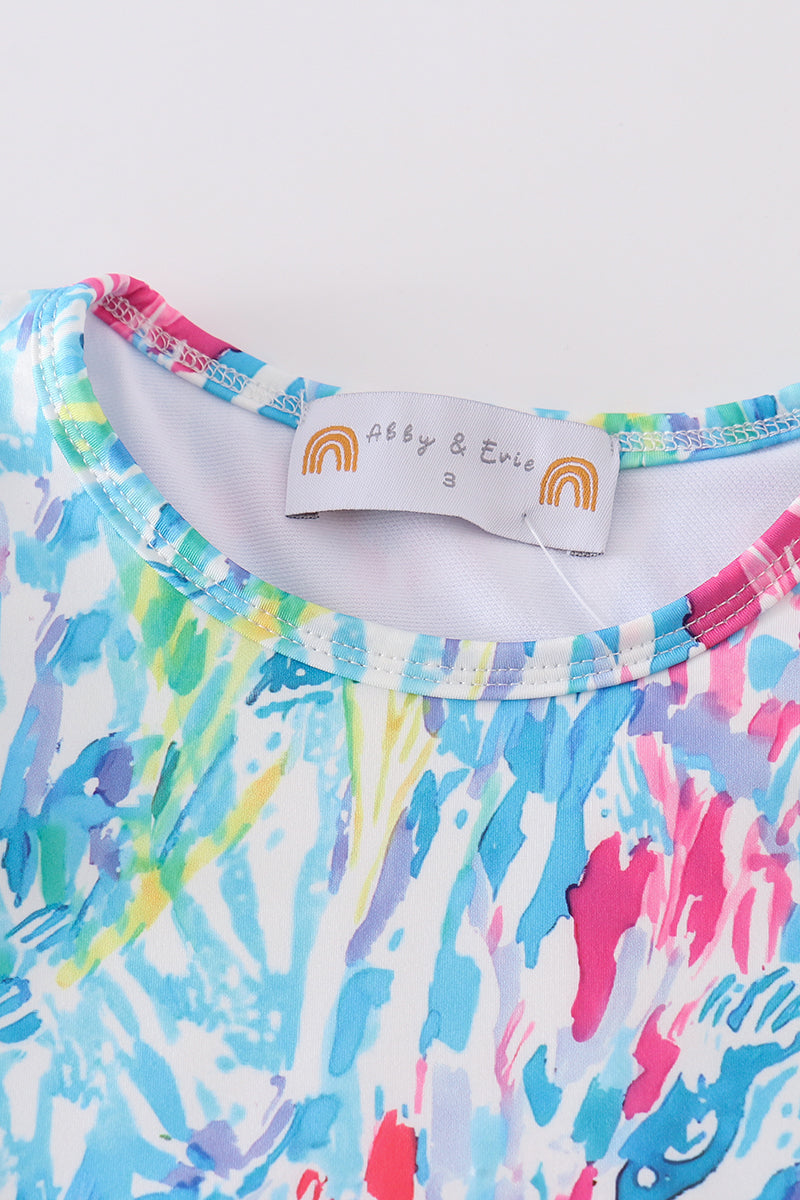 Mint rainbow splash 2pc girl swimsuit