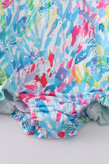 Mint rainbow splash one-piece girl swimsuit