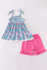 Green jungle bloom tiered girl set