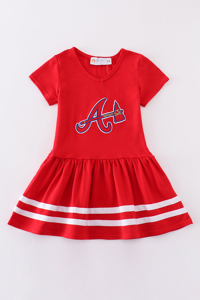 Atlanta baseball applique girl dress