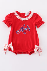 Atlanta baseball applique girl bubble