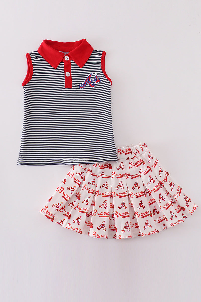 Atlanta baseball applique girl skort set