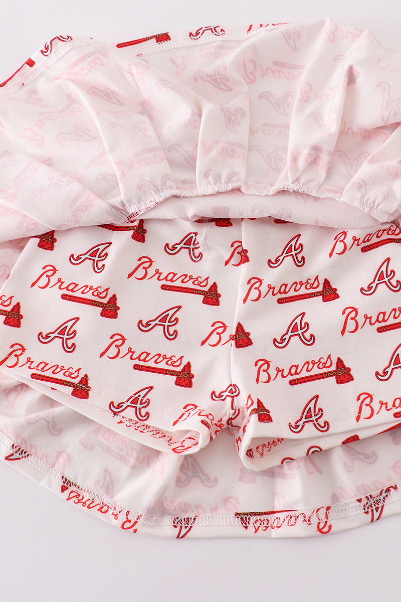 Atlanta baseball applique girl skort set