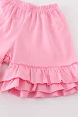 Pink ballet embroidery girl set