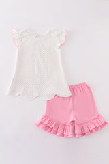 Pink ballet embroidery girl set