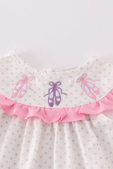 Pink ballet embroidery girl bloomer set