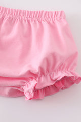 Pink ballet embroidery girl bloomer set